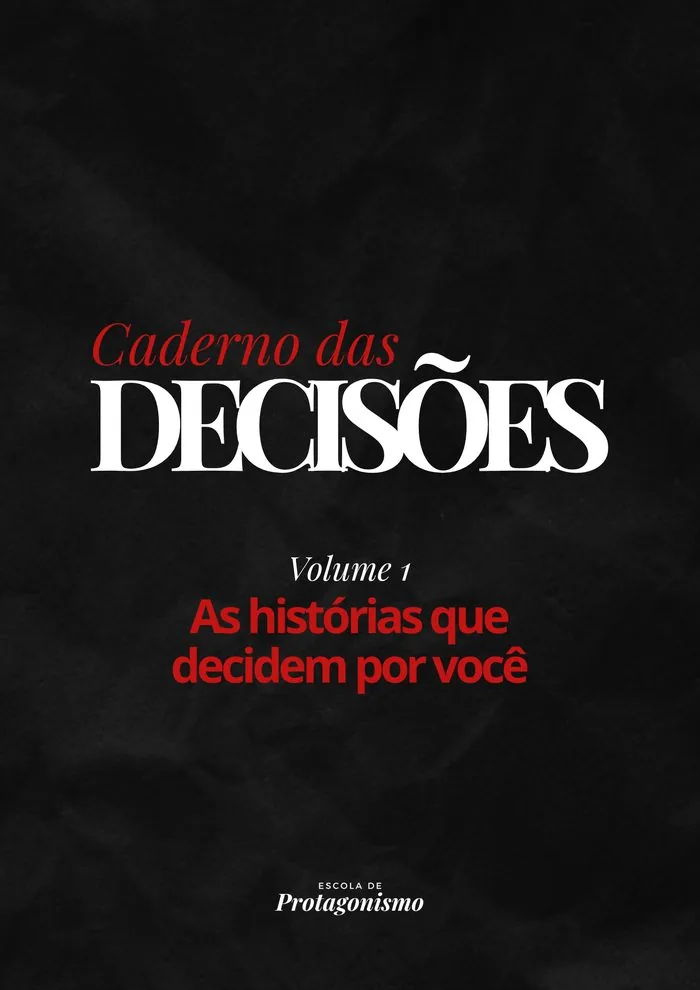 Capa do e-book Caderno das Decisões — Volume 1, de Lilian Vieira, fundo preto com título em branco e vermelho